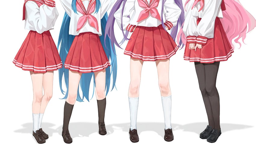 hiiragi kagami, izumi konata, hiiragi tsukasa, and takara miyuki (lucky star) drawn by omochiarts