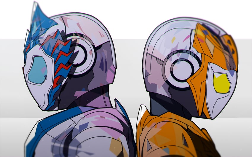 kamen rider valkyrie and kamen rider vulcan (kamen rider and 1 more) drawn by hito01