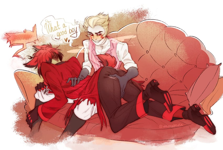 lucifer morningstar and alastor (hazbin hotel) drawn by williamsbowtie_(quiritum)