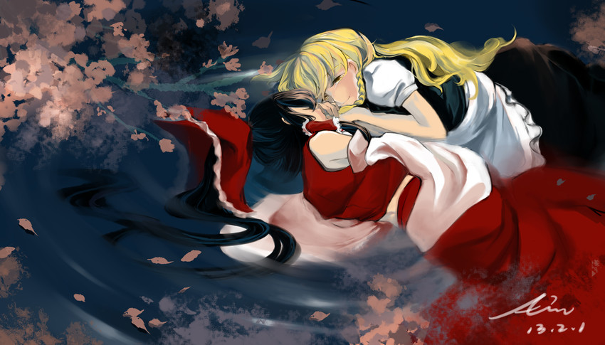 hakurei reimu and kirisame marisa (touhou) drawn by ain_(ain05mm)