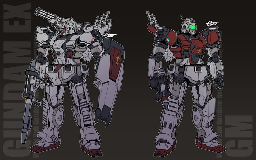 gm, gundam ex, and gm command (gundam and 1 more) drawn by toilobo