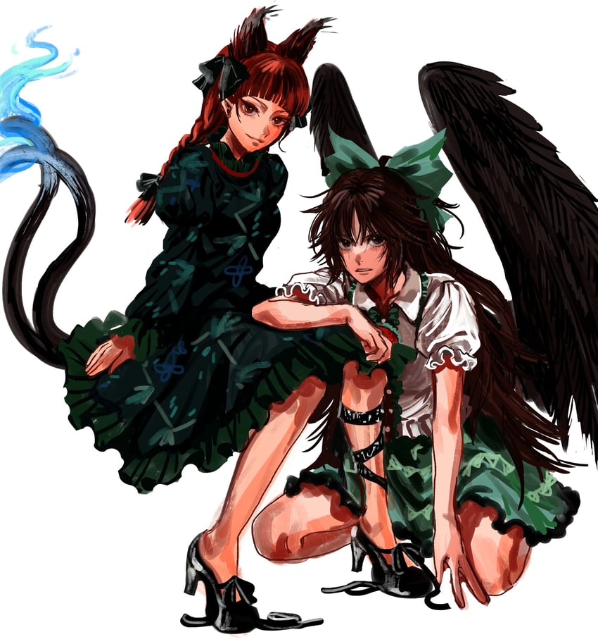kaenbyou rin and reiuji utsuho (touhou) drawn by kuya_(hey36253625)