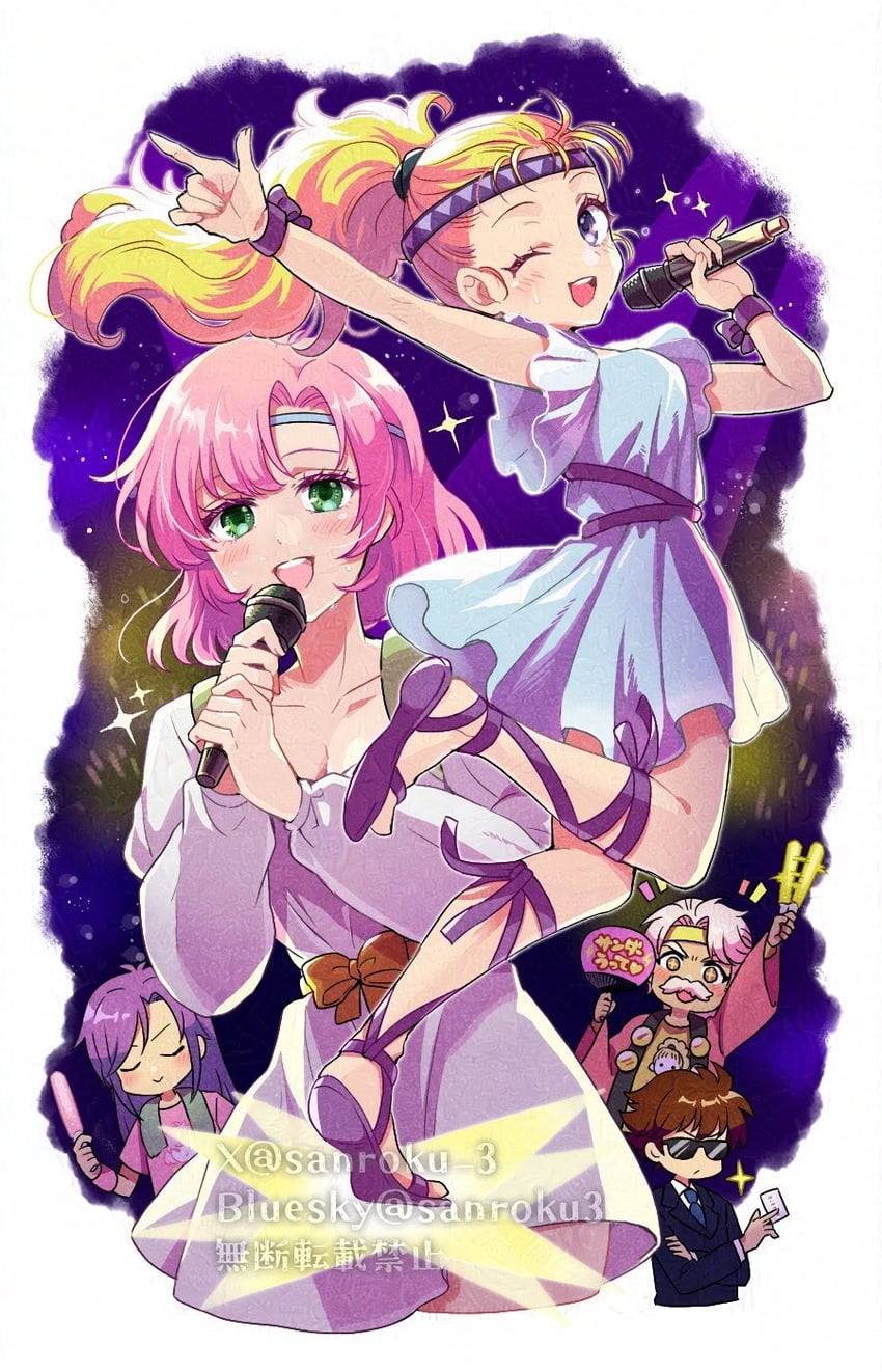 lenna charlotte tycoon, faris scherwiz, bartz klauser, krile mayer baldesion, bard, and 1 more (final fantasy and 1 more) drawn by sanroku_3