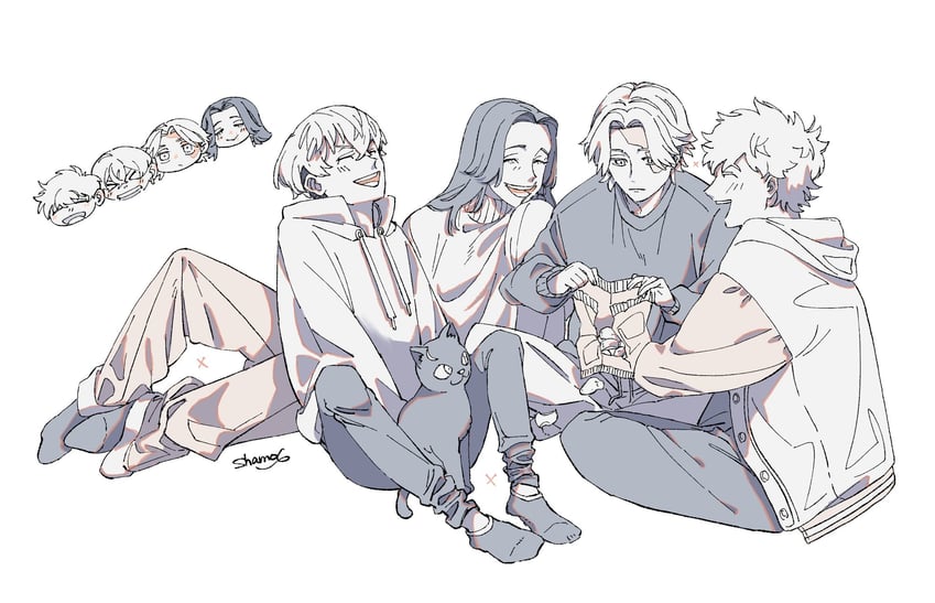 matsuno chifuyu, hanagaki takemichi, inui seishu, and shiba hakkai (tokyo revengers) drawn by shamoroku