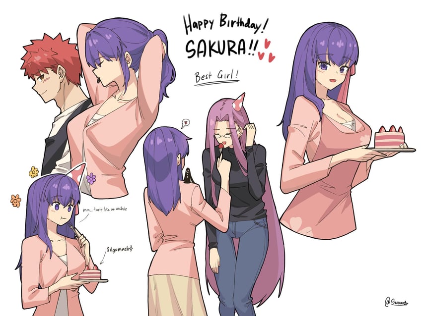 emiya shirou, matou sakura, and medusa (fate and 2 more) drawn by suhyeon