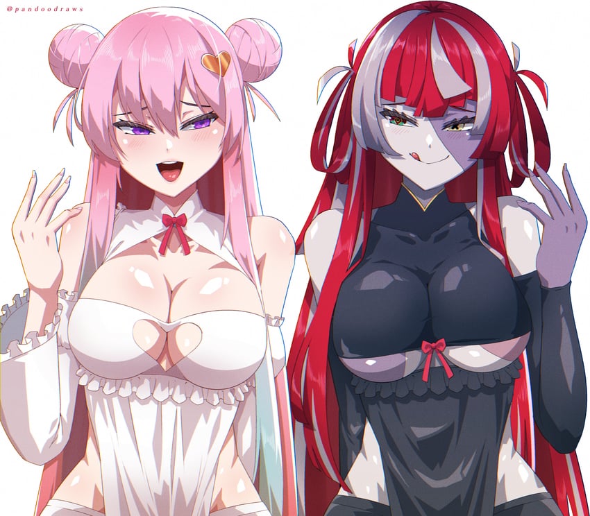 kureiji ollie and airani iofifteen (hololive and 1 more) drawn by pandoo