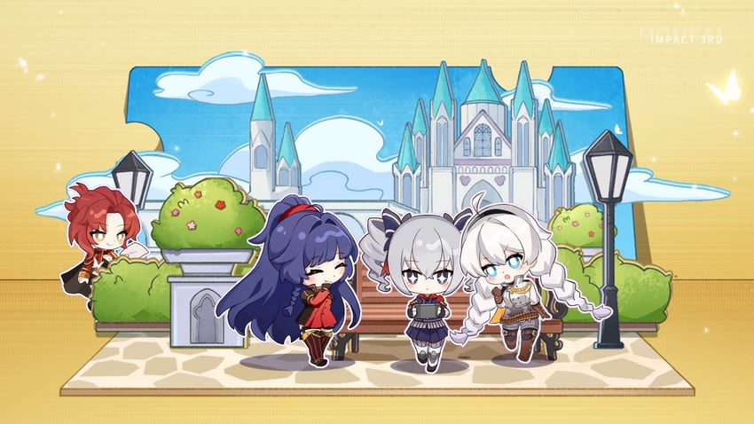 kiana kaslana, raiden mei, bronya zaychik, and murata himeko (honkai and 1 more)