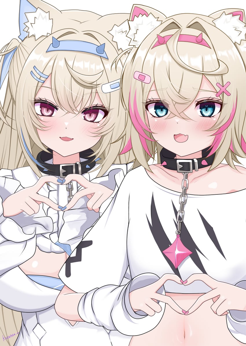 fuwawa abyssgard and mococo abyssgard (hololive and 1 more) drawn by kasutera_mikan