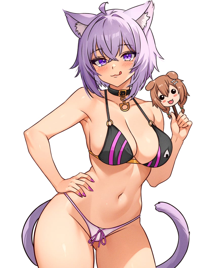 nekomata okayu and inugami korone (hololive) drawn by reus_(cetta)