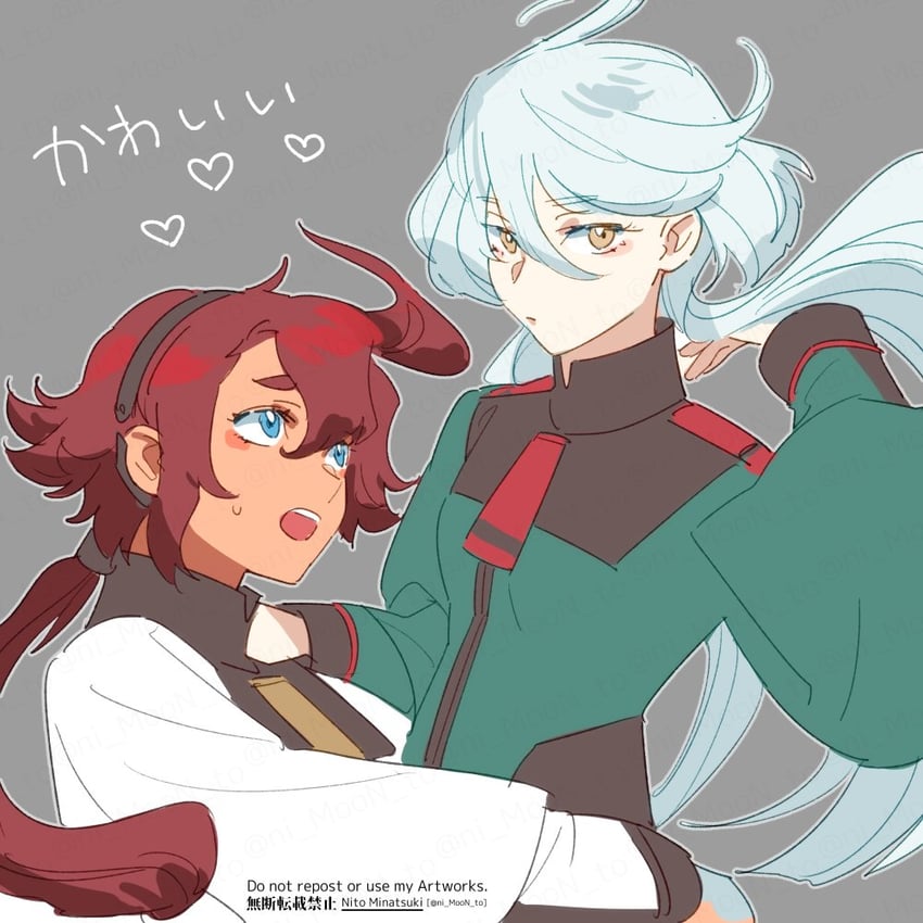suletta mercury and miorine rembran (gundam and 1 more) drawn by nito_minatsuki