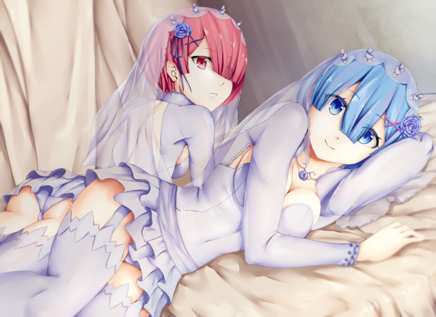 rem and ram (re:zero kara hajimeru isekai seikatsu) drawn by rixch