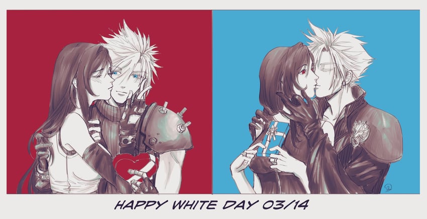 tifa lockhart, cloud strife, and fenrir (final fantasy and 4 more) drawn by slackertherubycat
