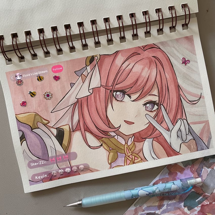 elysia and kevin kaslana (honkai and 1 more) drawn by sher22i