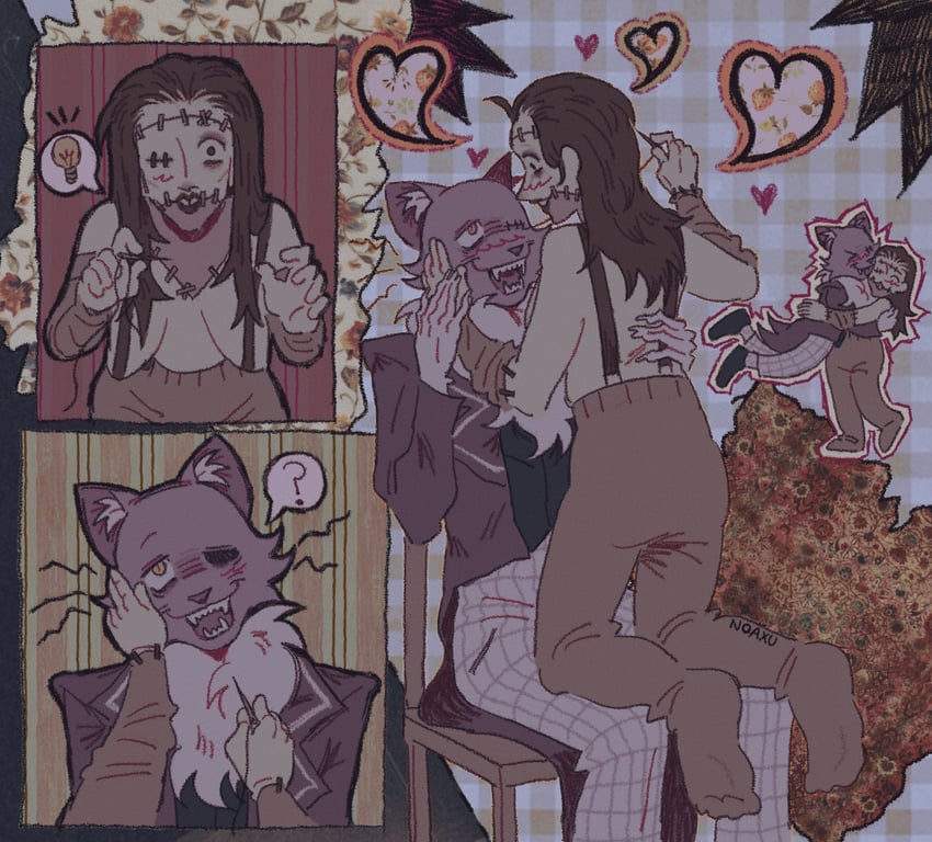 daan, pocketcat, and stitches (fear & hunger and 1 more) drawn by nekomanxiy