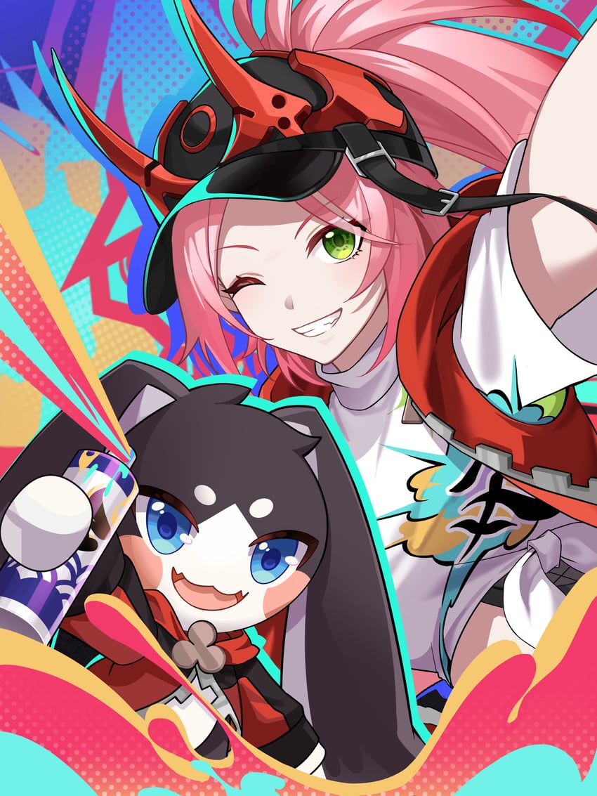 pom-pom and rappa (honkai and 1 more) drawn by hakka_0922