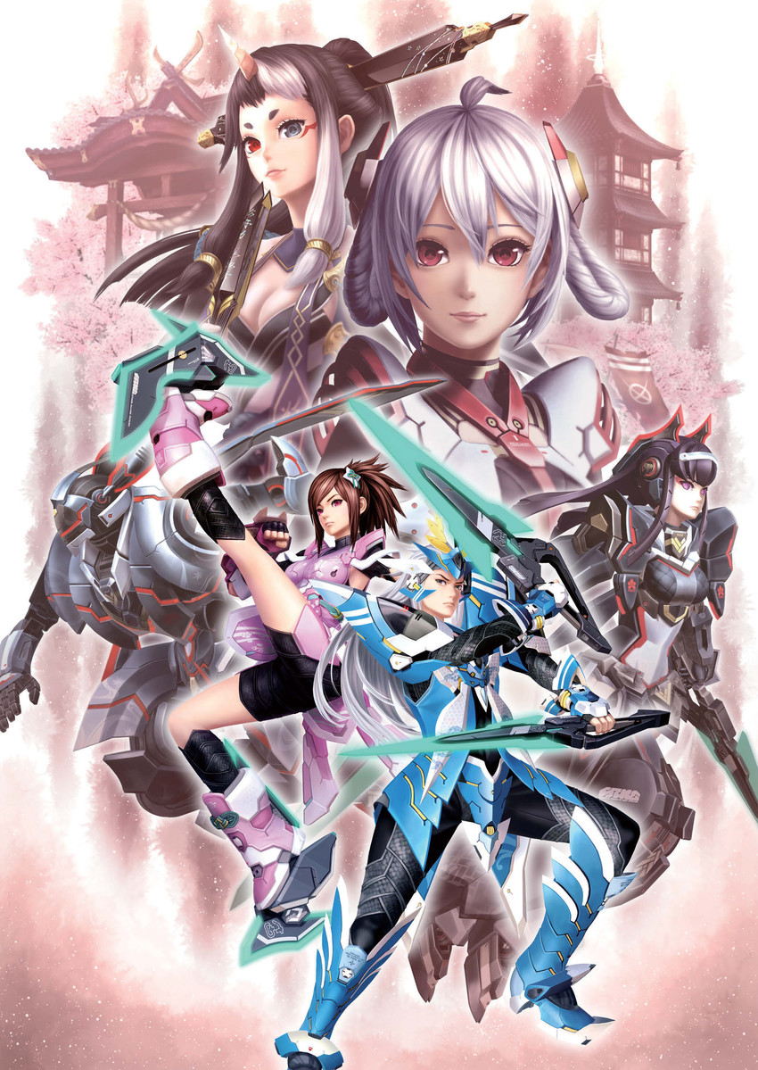 matoi, edea cluster, sukunahime, and momoka (phantasy star and 1 more) drawn by akikazu_mizuno