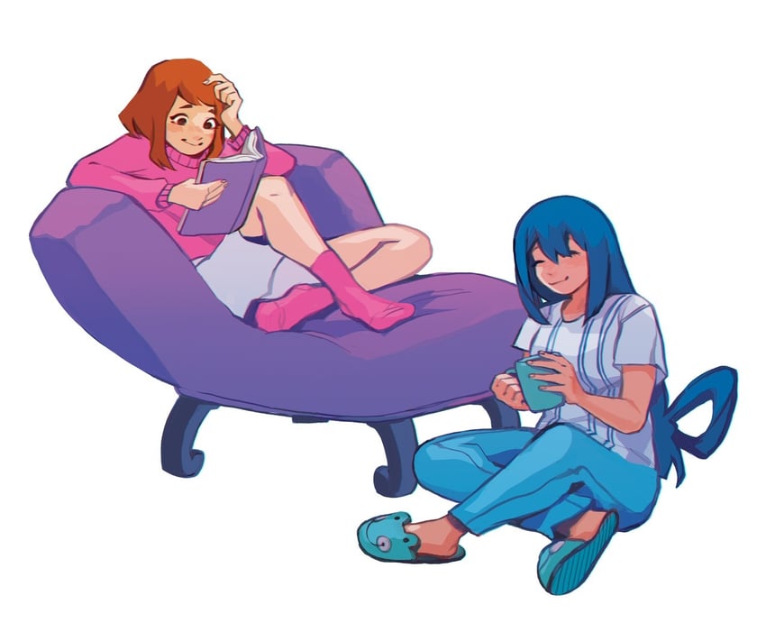 uraraka ochaco and asui tsuyu (boku no hero academia) drawn by fenkko