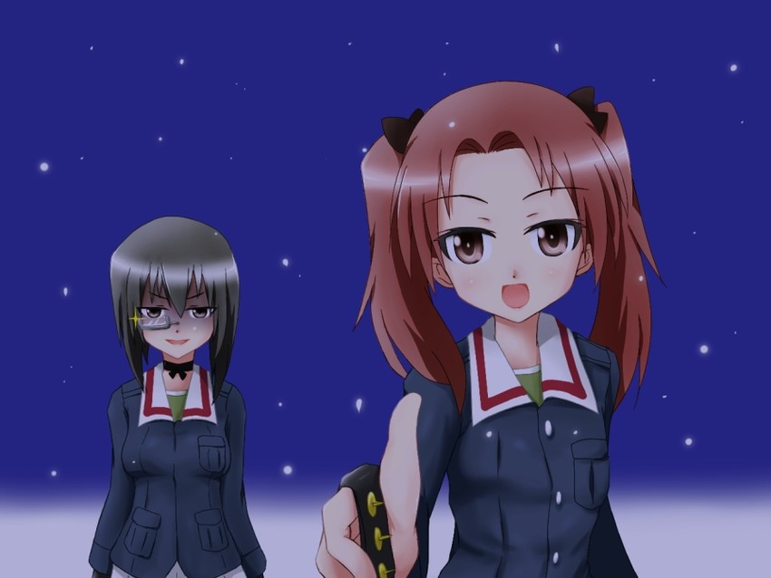 kadotani anzu and kawashima momo (girls und panzer) drawn by isosceles_triangle_(xyzxyzxyz)