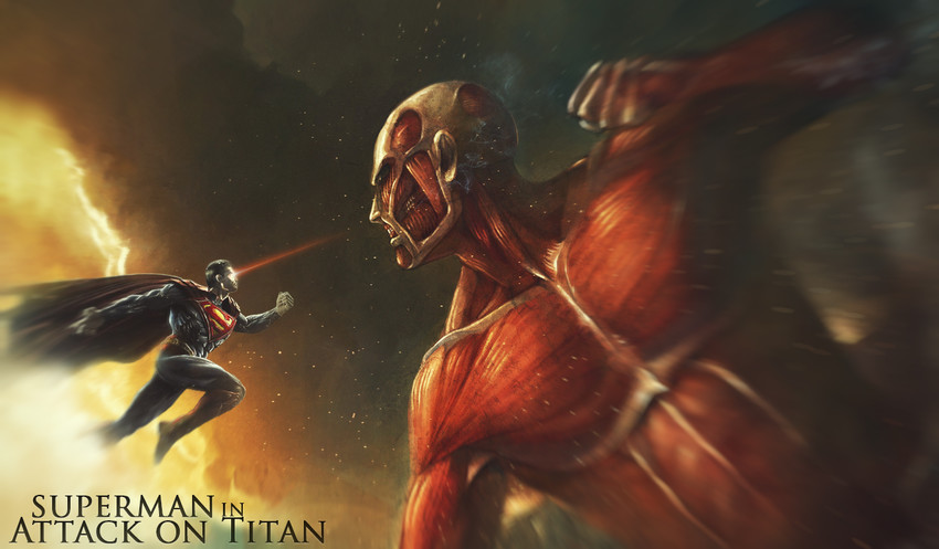 titan, superman, and colossal titan (shingeki no kyojin and 2 more)