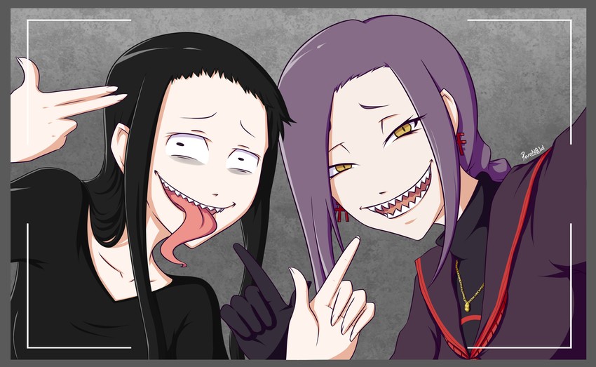chikujouin magane and koumori kuroko (re:creators and 1 more) drawn by paran01d