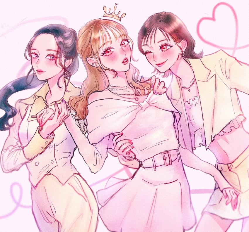 sakurai miu, ishii ran, and yamamoto suzu (real life and 1 more) drawn by taruto_(3104_ais)