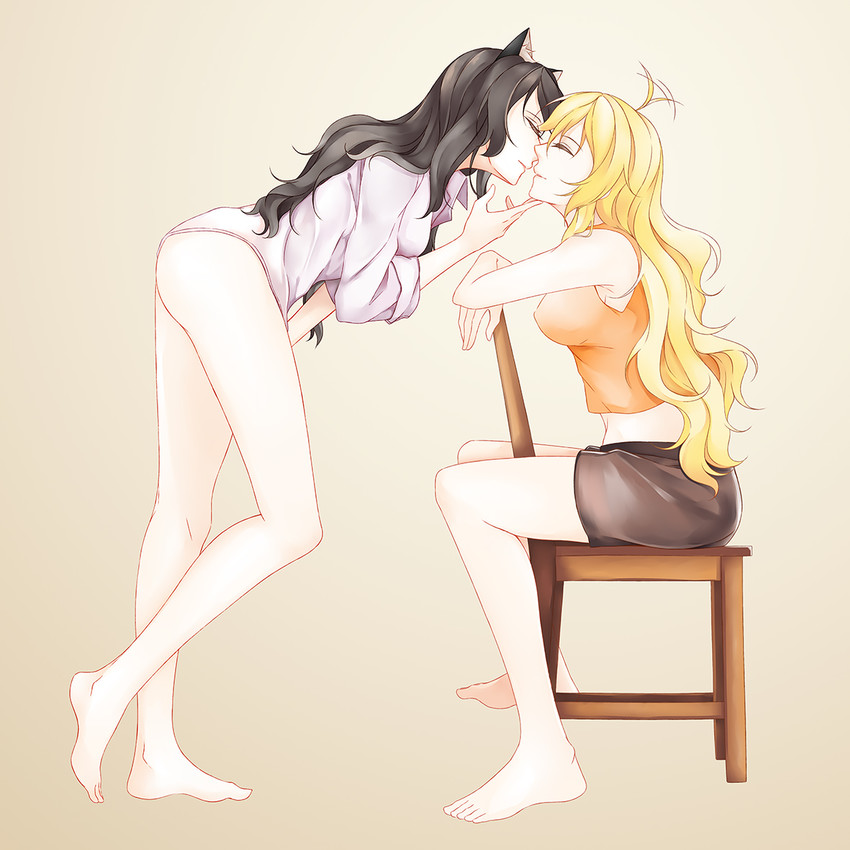 yang xiao long and blake belladonna (rwby) drawn by inu0831