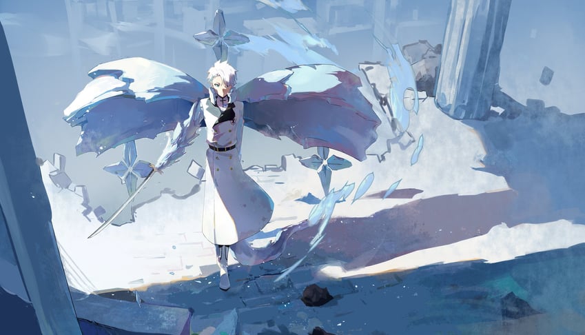 hitsugaya toushirou (bleach and 1 more) drawn by zzz_zhi_he