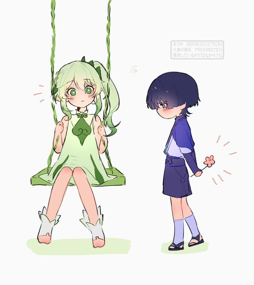 scaramouche, nahida, and wanderer (genshin impact) drawn by nero_hanken