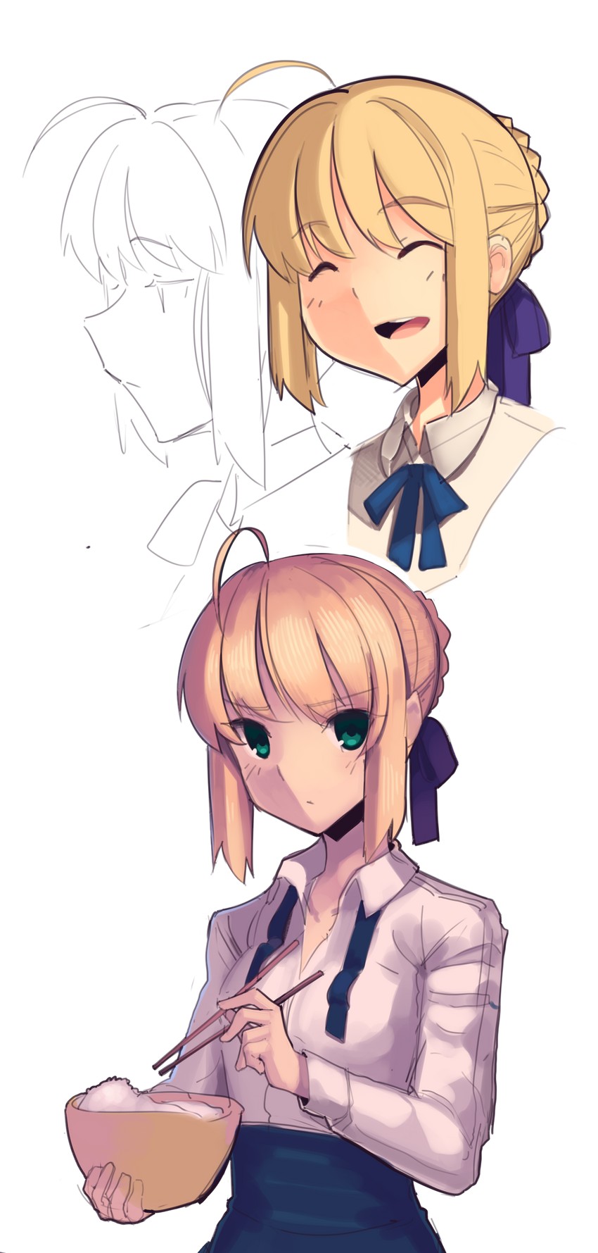 artoria pendragon and saber (fate and 1 more) drawn by boa_(brianoa)