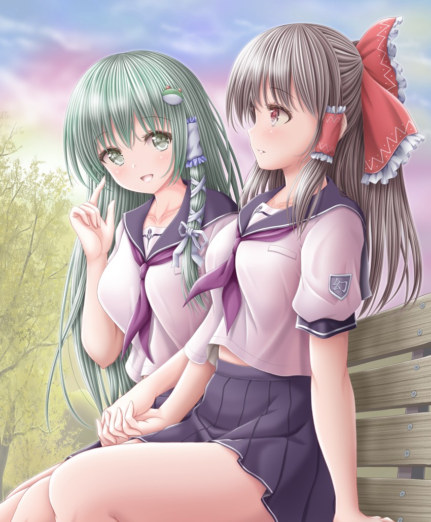 hakurei reimu and kochiya sanae (touhou) drawn by akino_irori