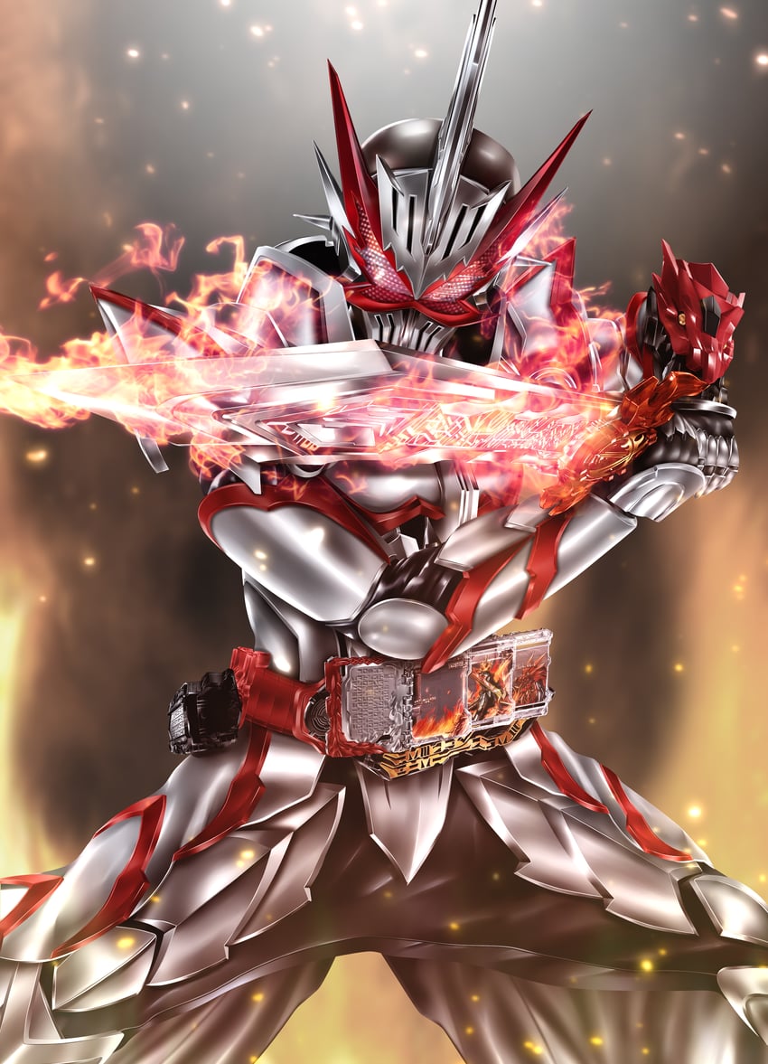 kamen rider saber and kamen rider saber draconic knight (kamen rider and 1 more) drawn by kuzurx