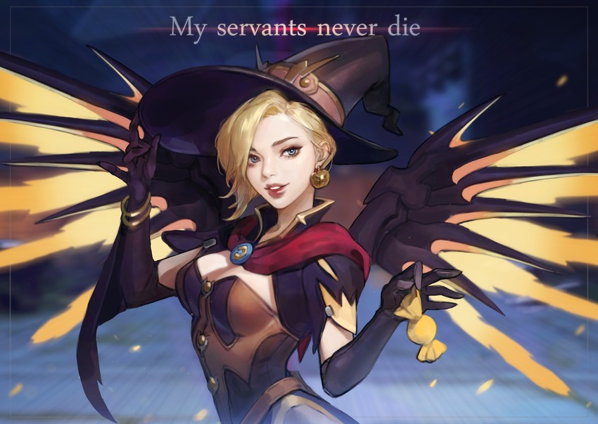 mercy and witch mercy (overwatch and 1 more) drawn by monable