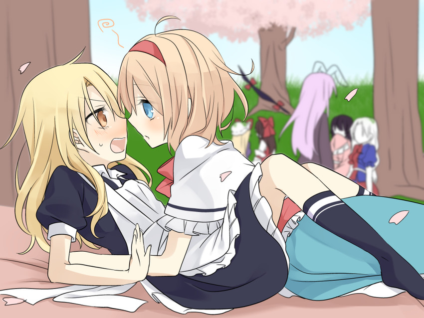 hakurei reimu, kirisame marisa, alice margatroid, yakumo yukari, reisen udongein inaba, and 2 more (touhou) drawn by tsuno_no_hito