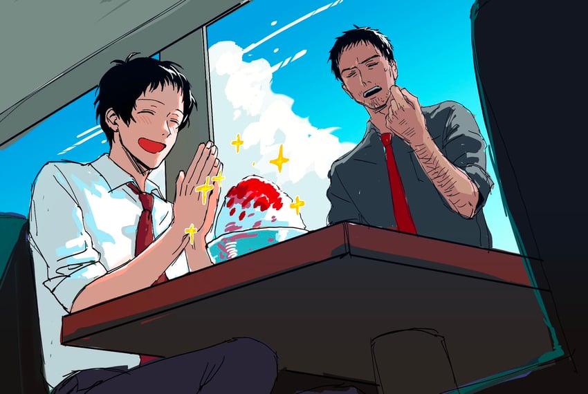 adachi tooru and doujima ryoutarou (persona and 1 more) drawn by morrisuit
