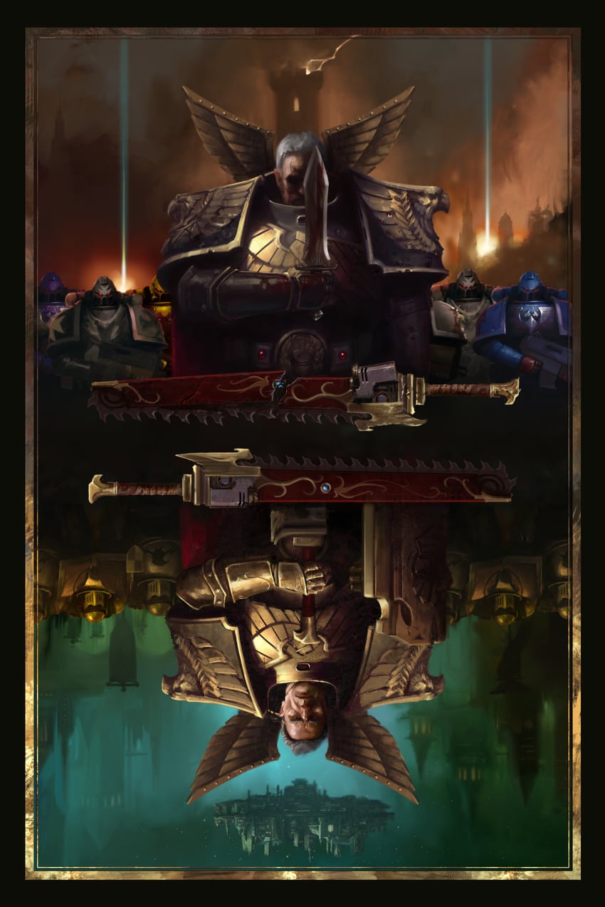 adeptus astartes, rogal dorn, and crimson fists (warhammer 40k) drawn by storykillinger