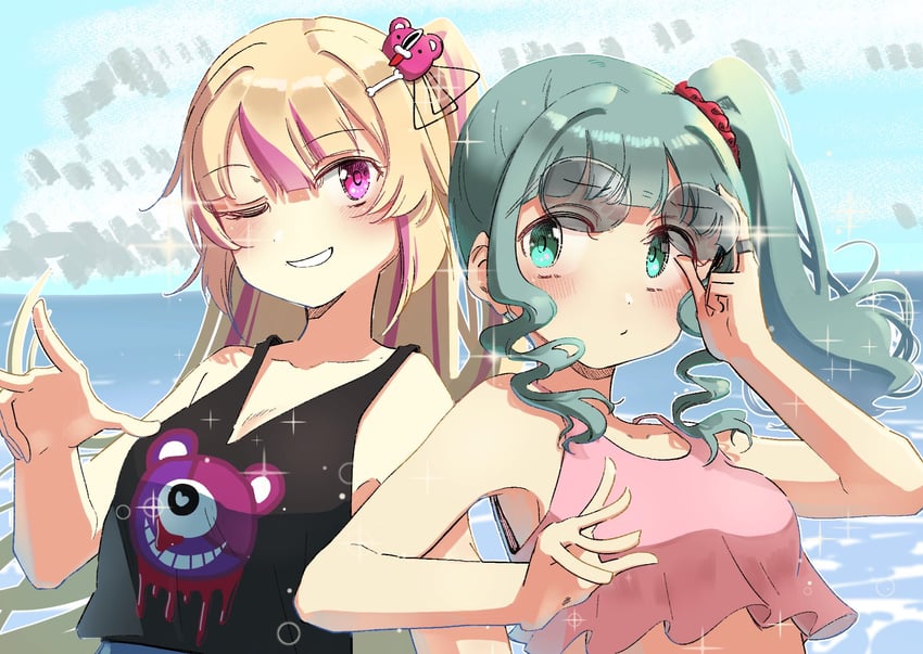 futaba sana and ashley taylor (mahou shoujo madoka magica and 1 more) drawn by sansho_ss