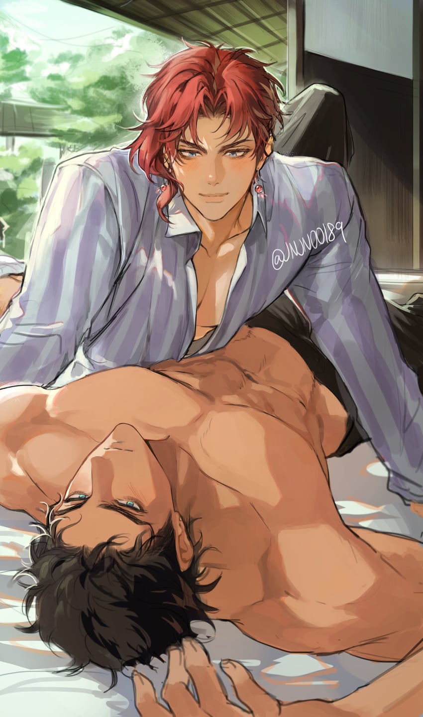 kujo jotaro and kakyoin noriaki (jojo no kimyou na bouken and 1 more) drawn by jnjn00189
