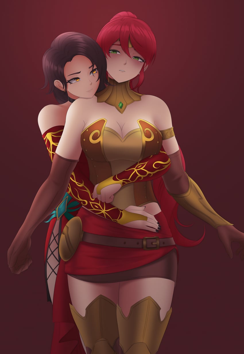pyrrha nikos and cinder fall (rwby) drawn by alavastircloud