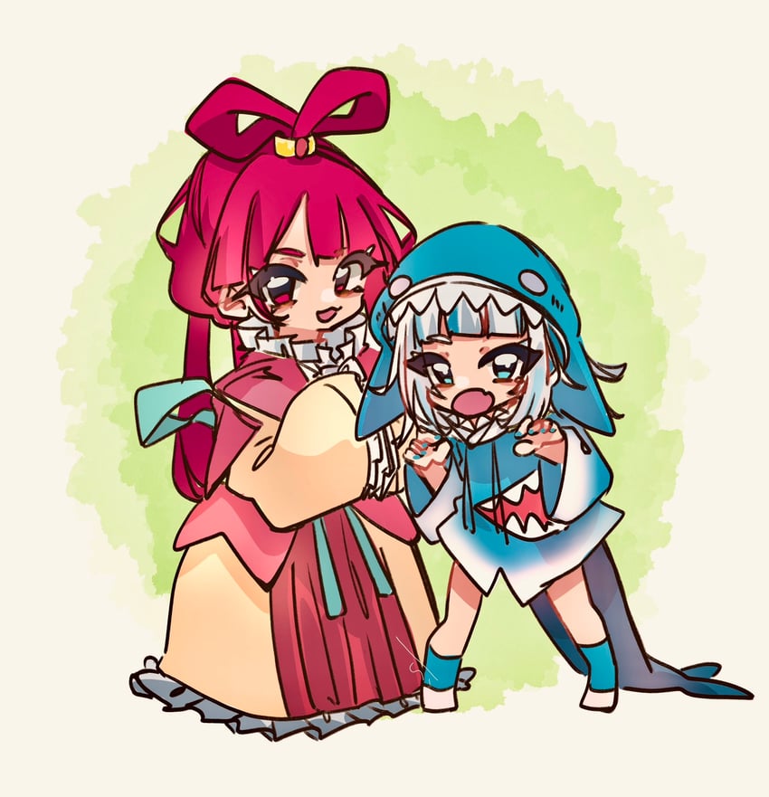gawr gura and ren kougyoku (hololive and 2 more) drawn by lala_(lalalala0901)