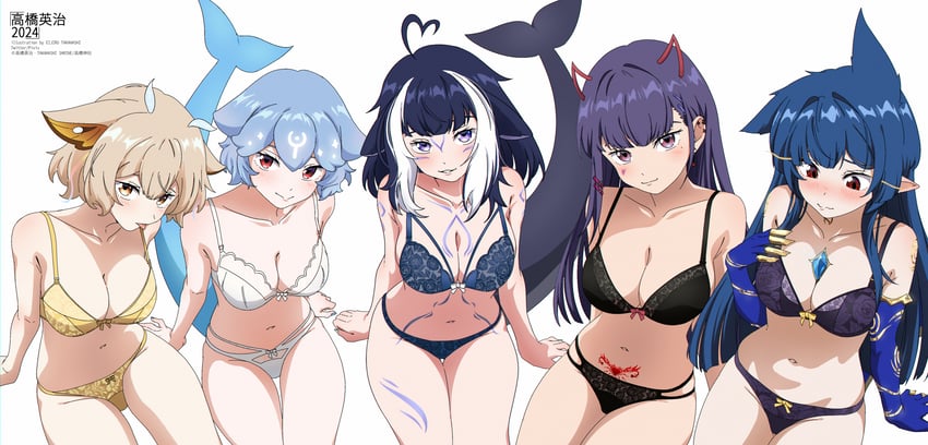 shylily, bao, akuma nihmune, vienna, and sanagi yuzu (indie virtual youtuber) drawn by eijiru