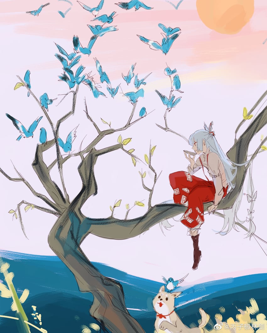fujiwara no mokou (touhou) drawn by gu_yue_yuan