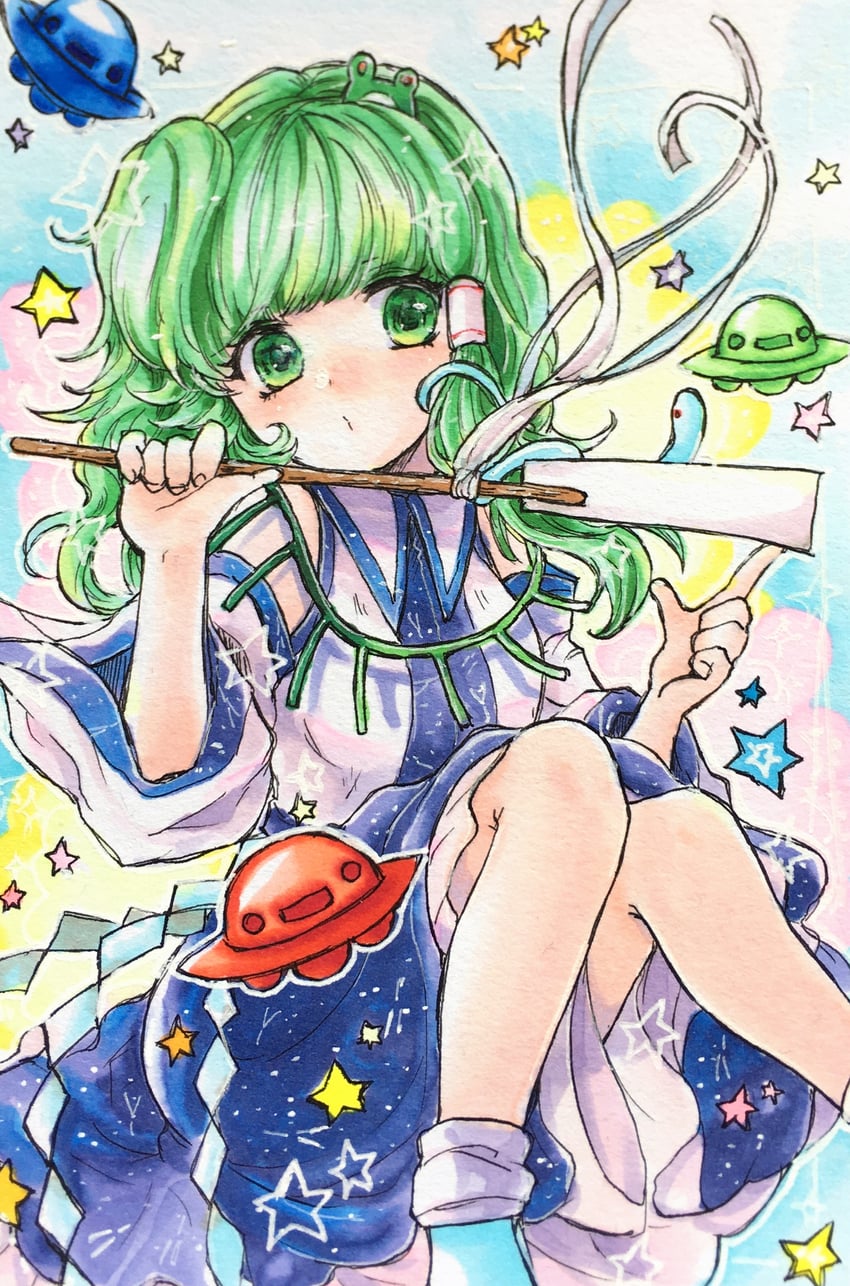 kochiya sanae (touhou and 1 more) drawn by papapapappa123