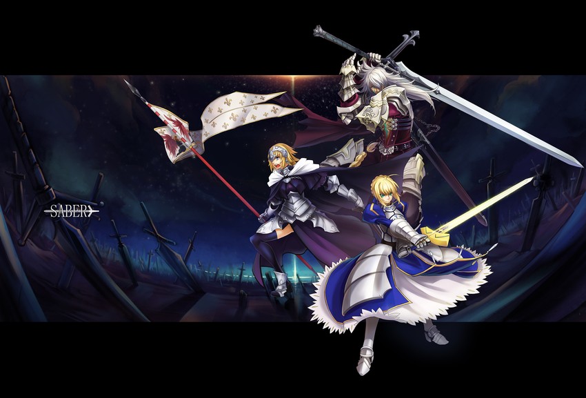 artoria pendragon, saber, jeanne d'arc, and siegfried (fate and 2 more) drawn by todee