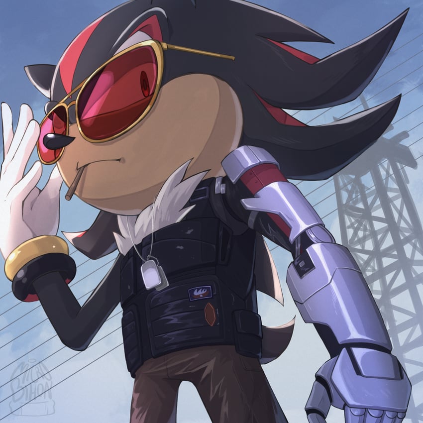 shadow the hedgehog, johnny silverhand, and keanu reeves (cyberpunk and 3 more) drawn by microbihon