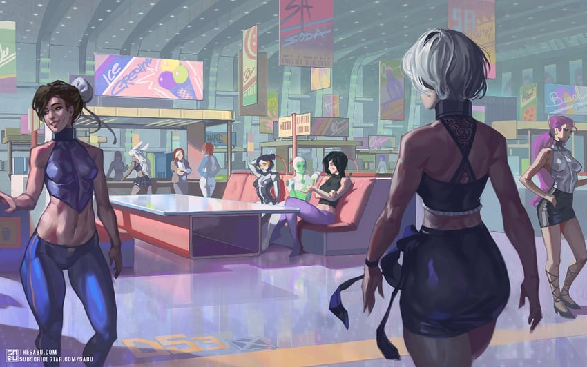2b, chun-li, mirko, rogue, alita, and 3 more (boku no hero academia and 11 more) drawn by sabu_(sabudenego)