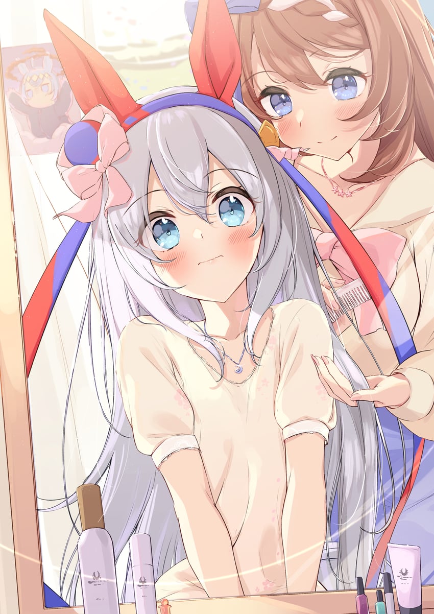 oguri cap, tamamo cross, and super creek (umamusume) drawn by saboten_mushi