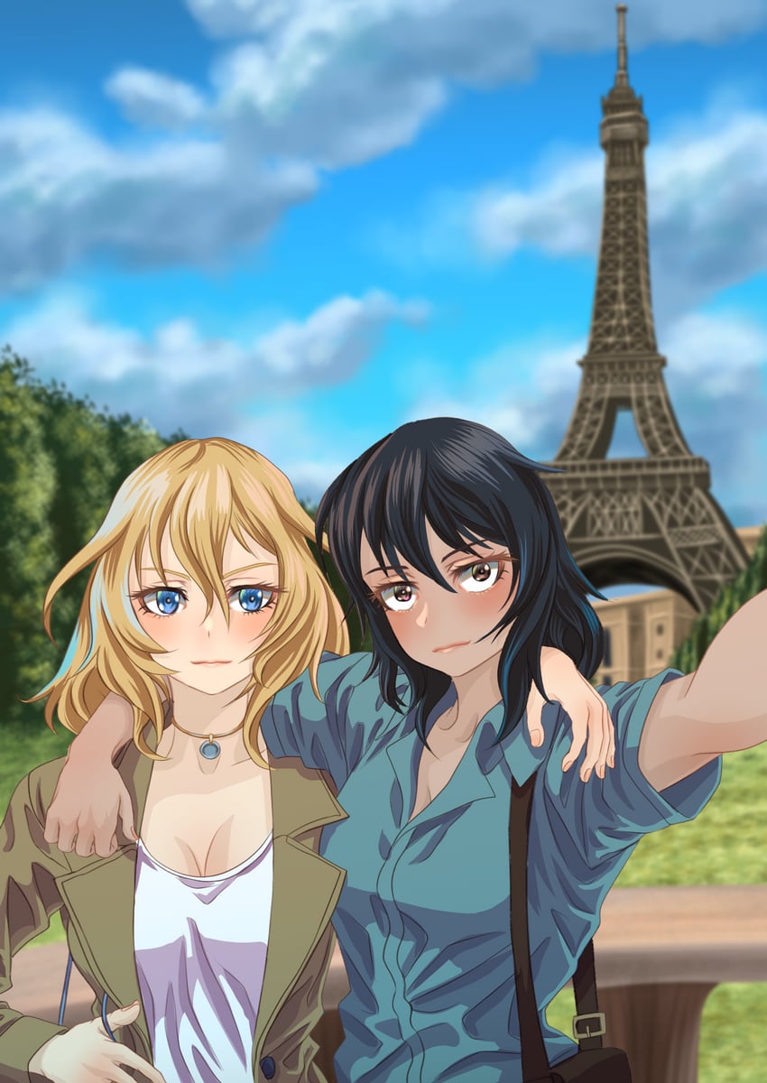 andou and oshida (girls und panzer) drawn by tigern_(tigern28502735)