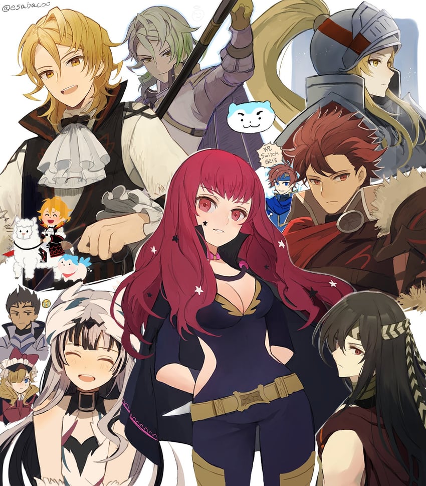 yunaka, sommie, veyle, diamant, jade, and 5 more (fire emblem and 2 more) drawn by leaf_(esabacoo)