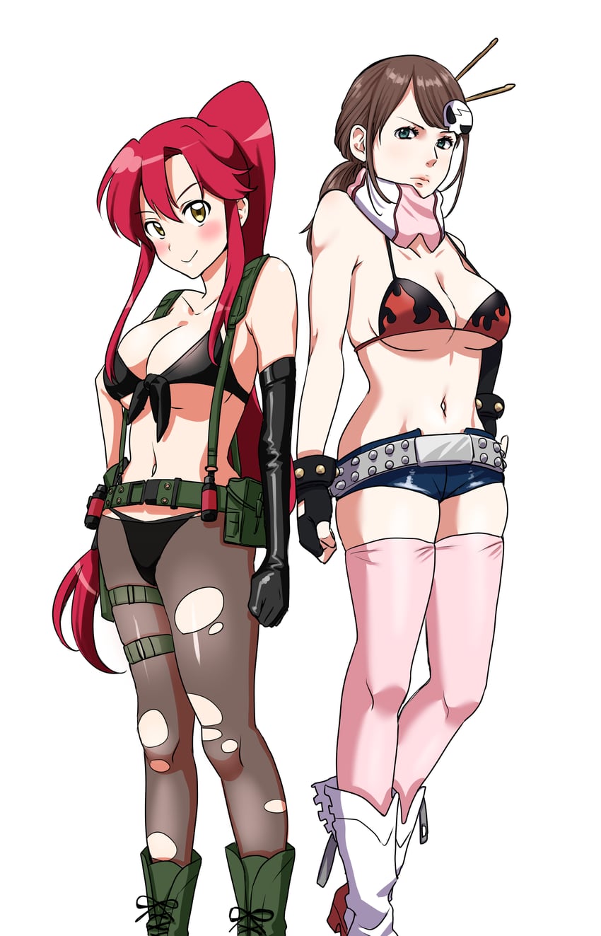 yoko littner and quiet (tengen toppa gurren lagann and 2 more) drawn by sato_(99yen_kin'itsu)