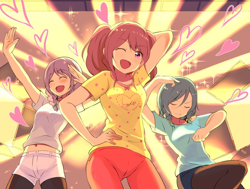 hikawa hina, maruyama aya, and wakamiya eve (idolmaster and 3 more) drawn by owafu